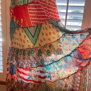 Johnny Was Designer TIERED SKIRT LINED Size XL Boho Elastic Waist Stylish Womans